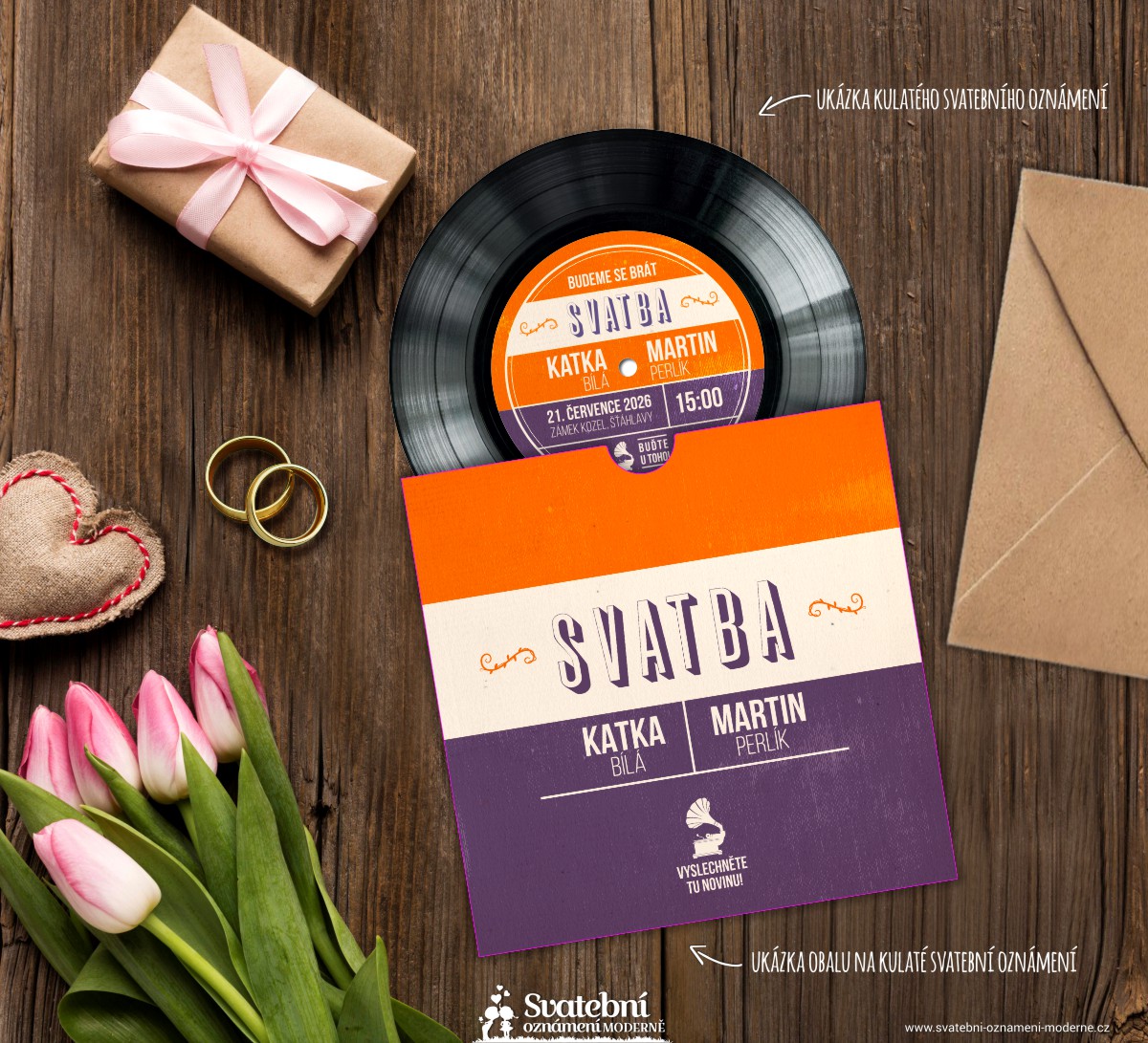Svatební oznámení vinylová deska - 1