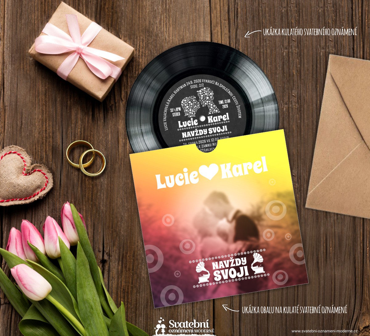 Svatební oznámení vinylová deska - 10