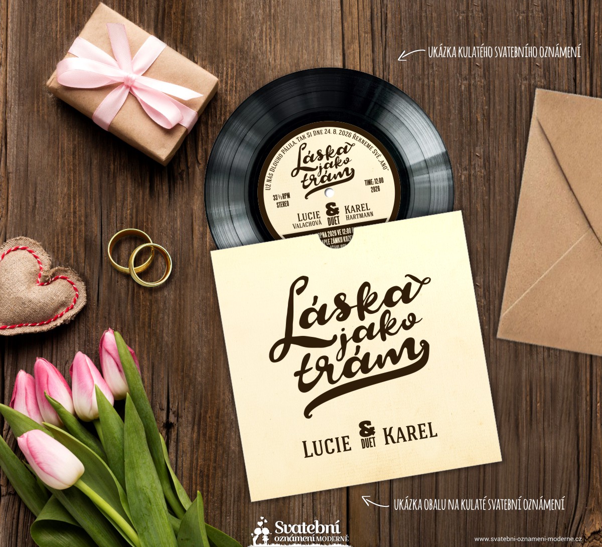 Svatební oznámení vinylová deska - 2
