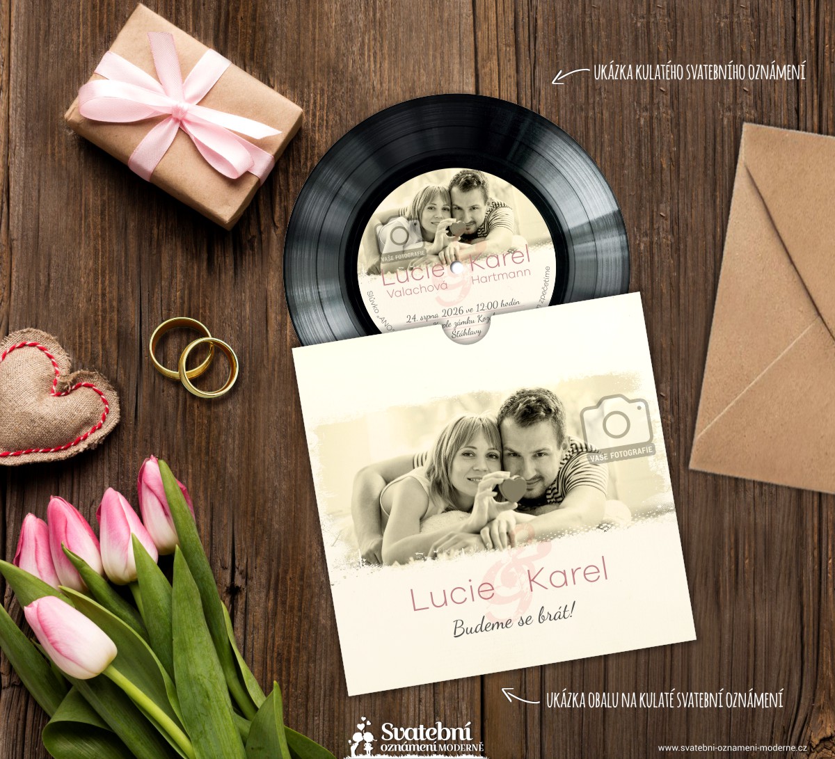 Svatební oznámení vinylová deska - 4